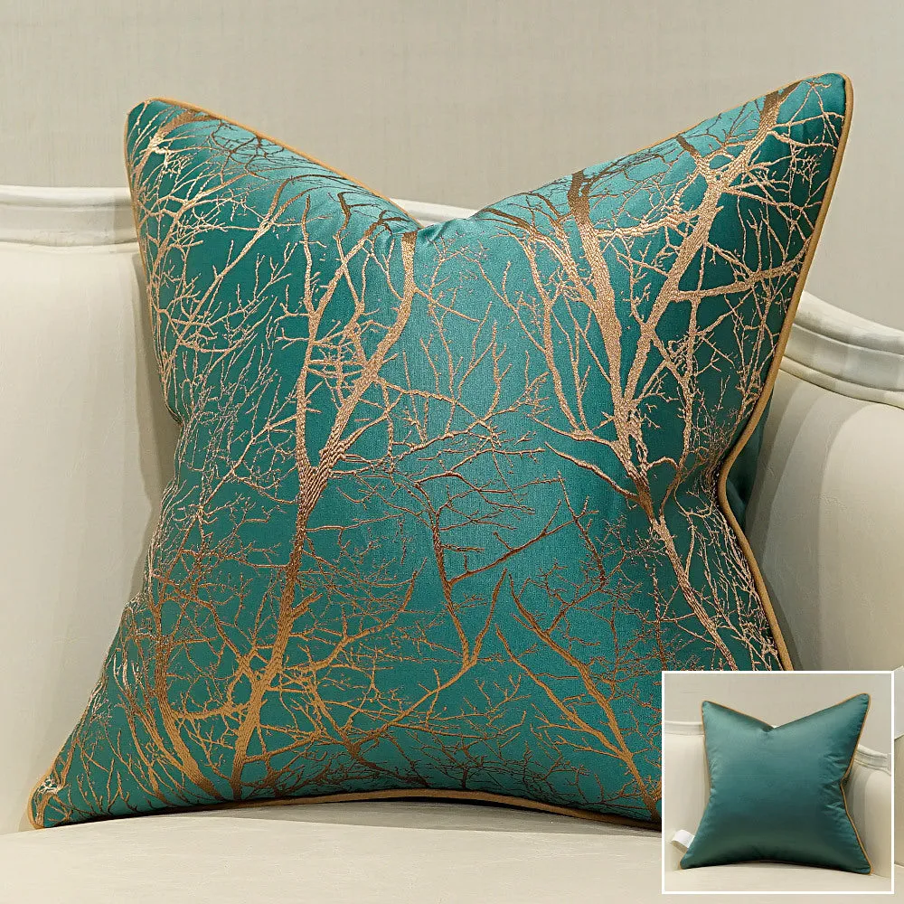 Light luxury stripe sofa cushion jacket in corrugated green colour, 45x45cm size