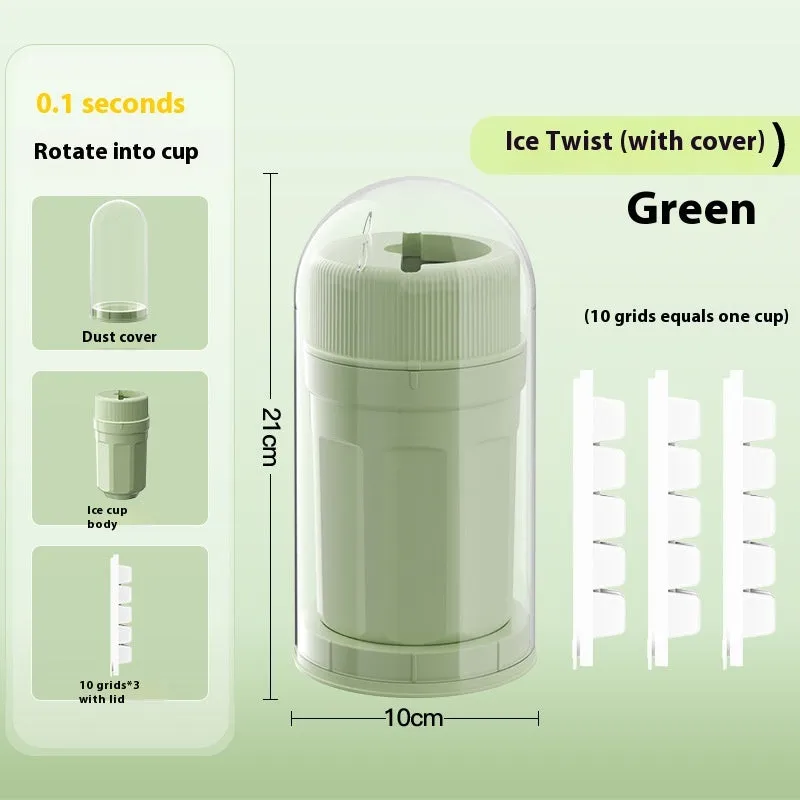 White twisting ice cube tray with rotating release and sealing lid for freezer