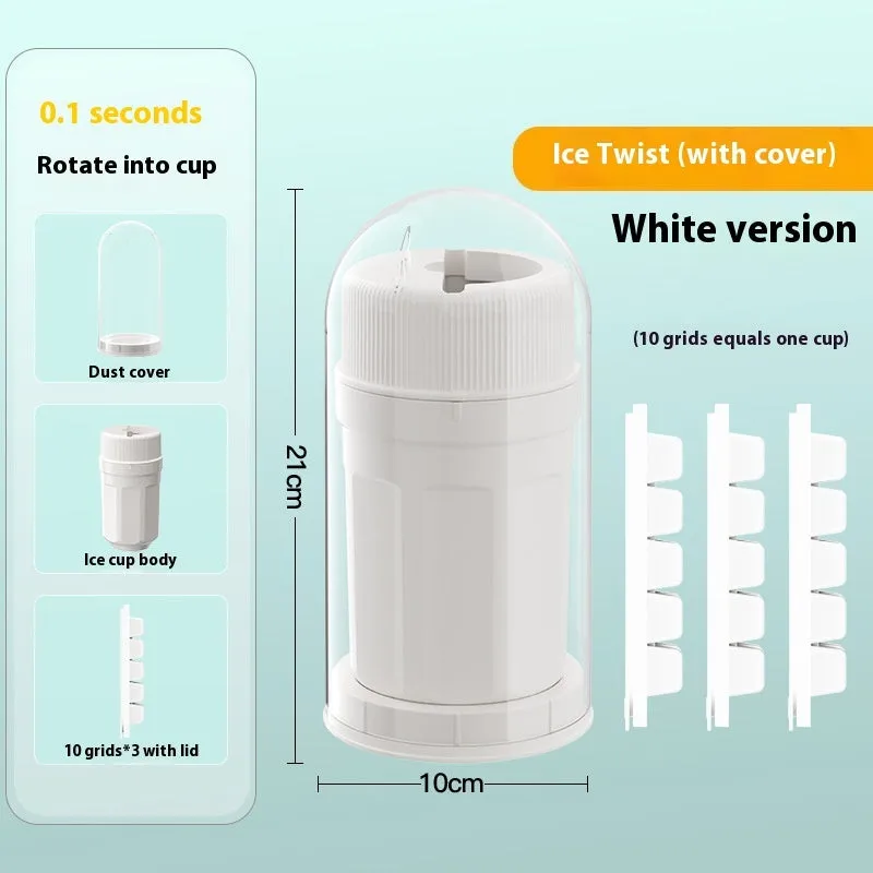 White twisting ice cube tray with rotating release and sealing lid for freezer
