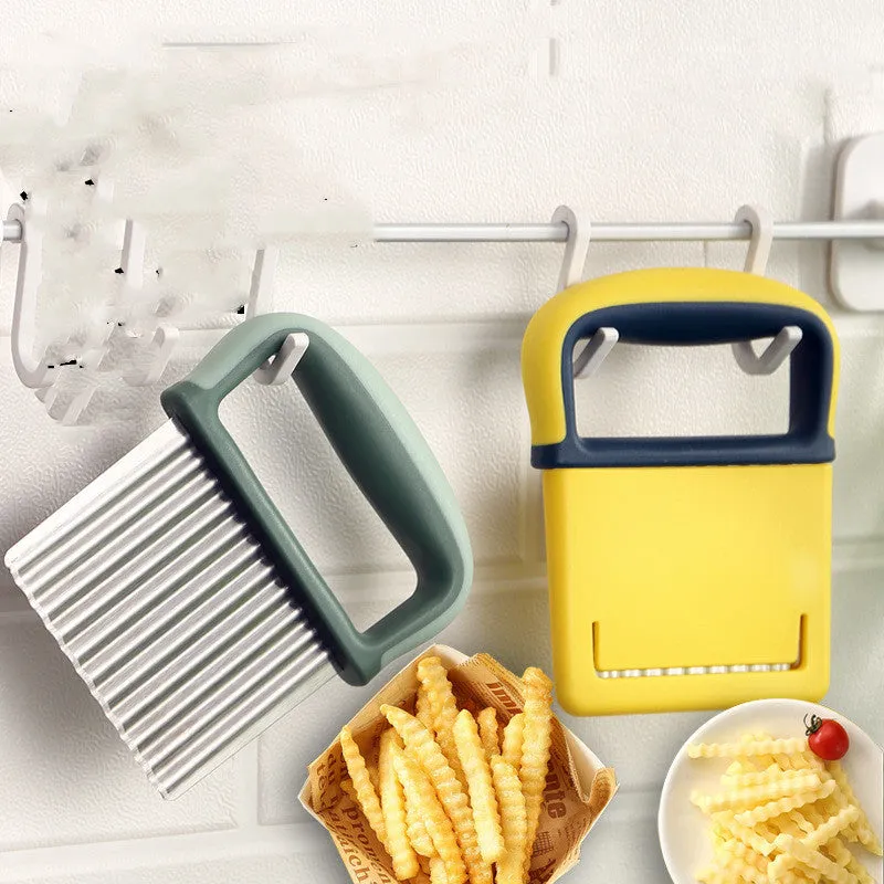 Diced potato wolf tooth knife kitchen gadget in yellow colour box with stainless steel tool face