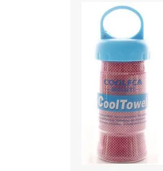 Blue quick-drying cooling towel made from microfiber spandex and kapok 30x100cm