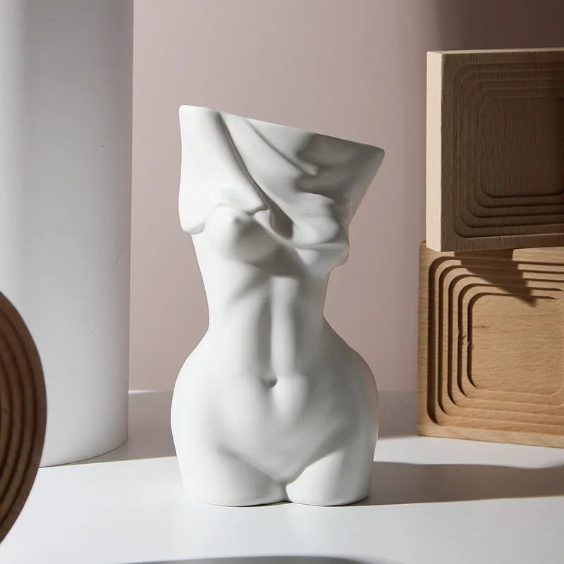 Ceramic human body shape vase with colour glaze finish, size option shown