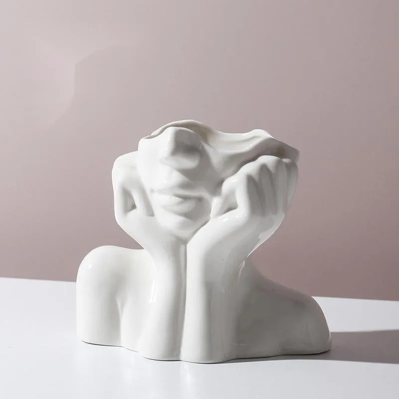 Ceramic human body shape vase with colour glaze finish, size option shown