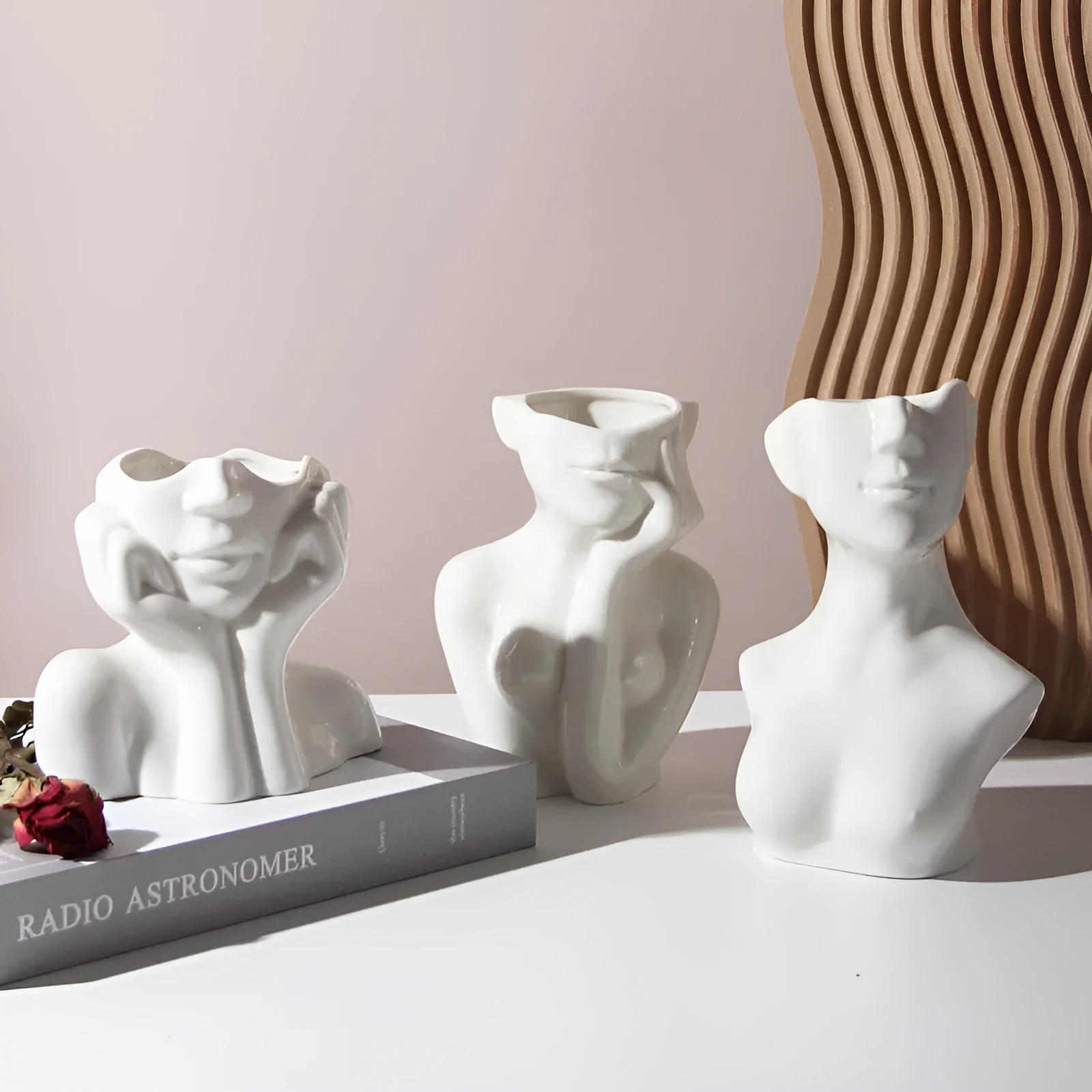 Ceramic human body shape vase with colour glaze finish, size option shown