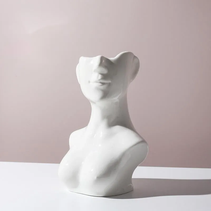 Ceramic human body shape vase with colour glaze finish, size option shown