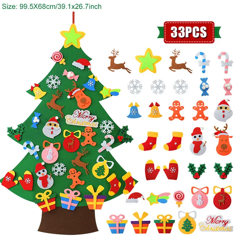 DIY felt Christmas tree ornaments for kids, 18 pieces, colour sections A-I, felt width 110cm