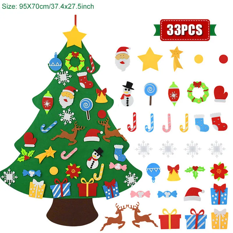 DIY felt Christmas tree ornaments for kids, 18 pieces, colour sections A-I, felt width 110cm