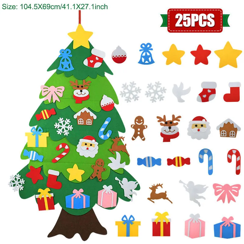 DIY felt Christmas tree ornaments for kids, 18 pieces, colour sections A-I, felt width 110cm