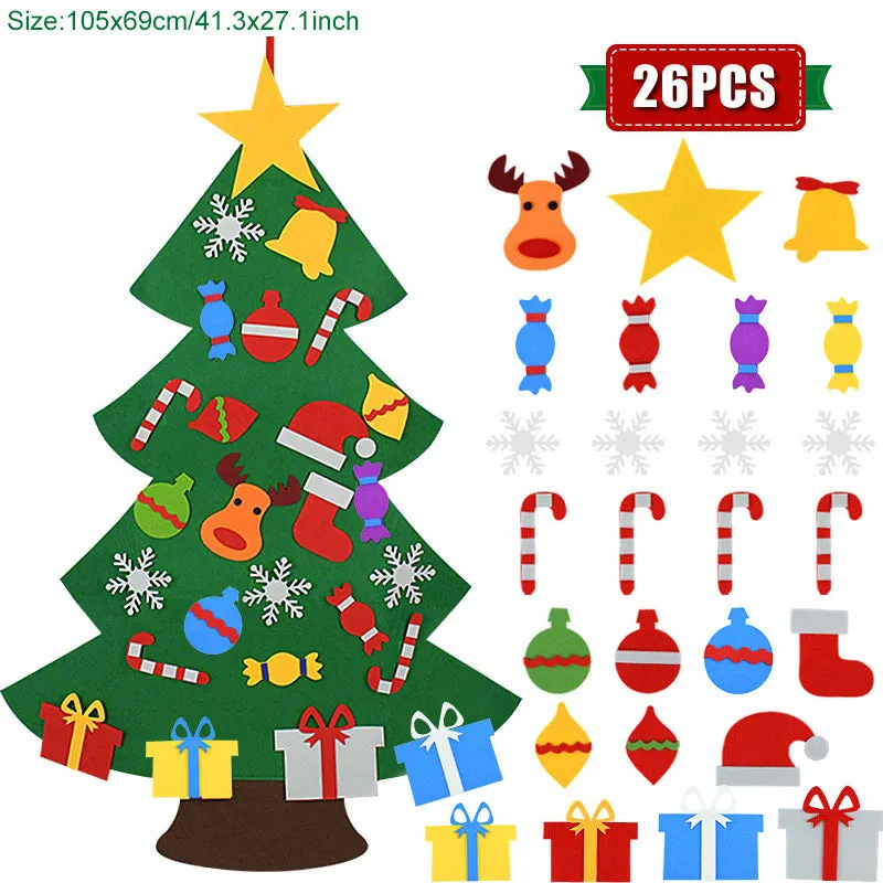 DIY felt Christmas tree ornaments for kids, 18 pieces, colour sections A-I, felt width 110cm