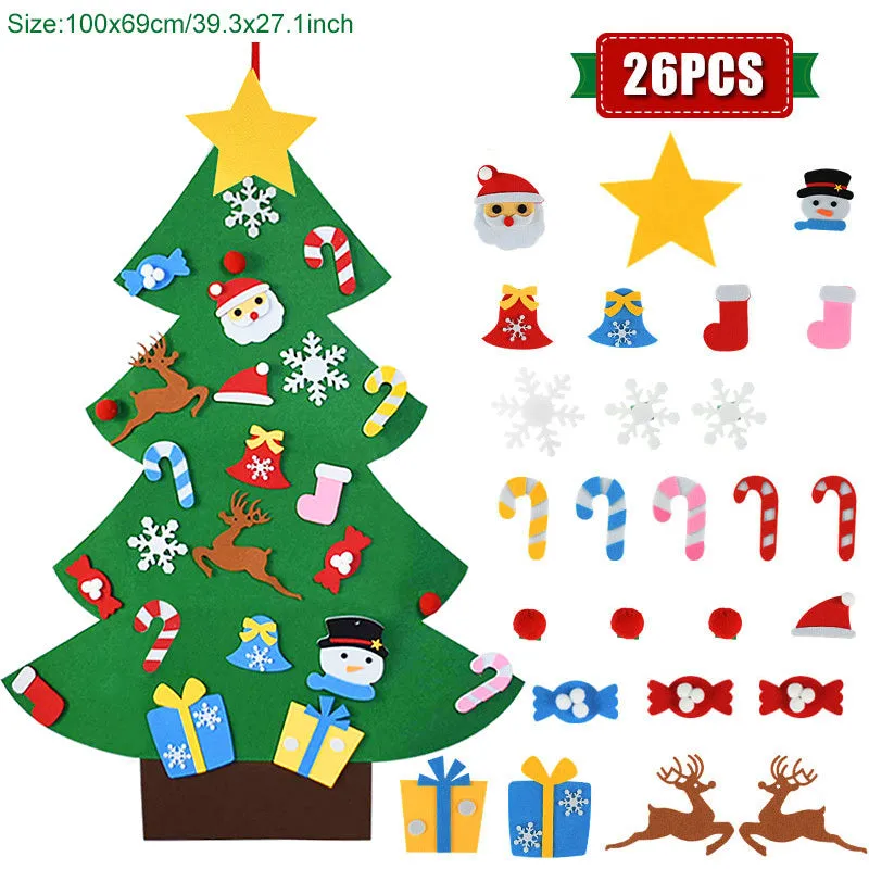 DIY felt Christmas tree ornaments for kids, 18 pieces, colour sections A-I, felt width 110cm