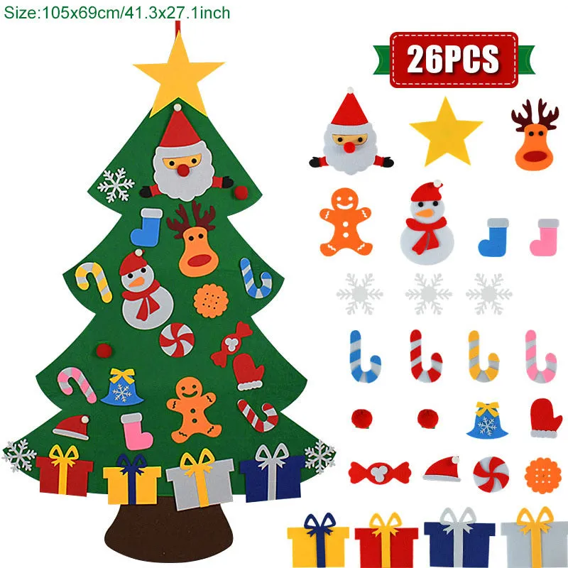 DIY felt Christmas tree ornaments for kids, 18 pieces, colour sections A-I, felt width 110cm