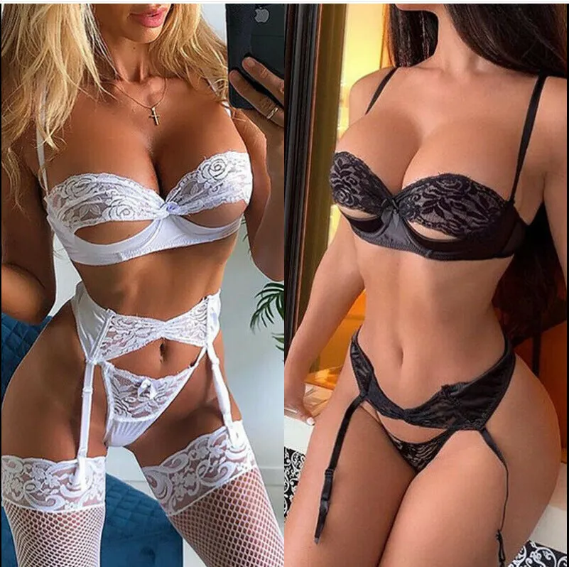 Sexy lingerie pajama set for women in black, soft fabric, Asian sizing S to XL