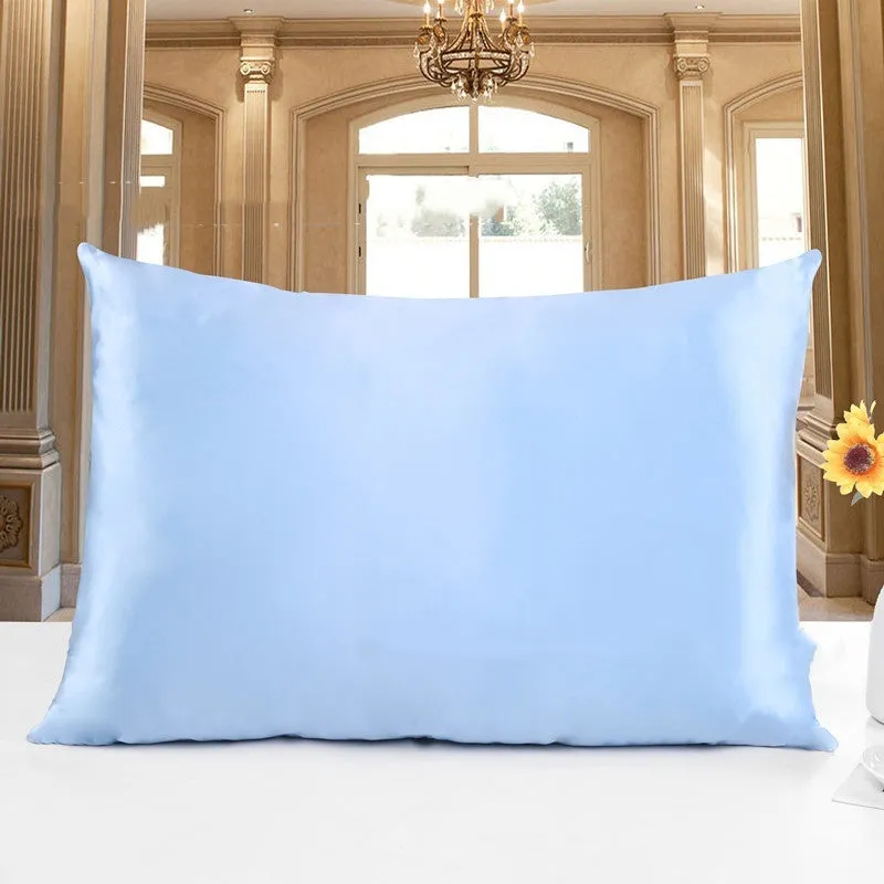19M double-sided silk pillowcase shown in apricot colour, with size options 51x66, 51x76, and 51x91 cm.