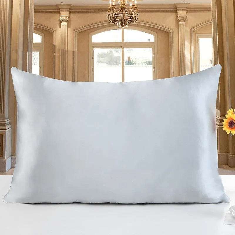 19M double-sided silk pillowcase shown in apricot colour, with size options 51x66, 51x76, and 51x91 cm.