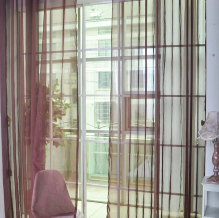Solid tulle curtain in white, sheer fabric for living room window, 100x200cm size with rod pocket top