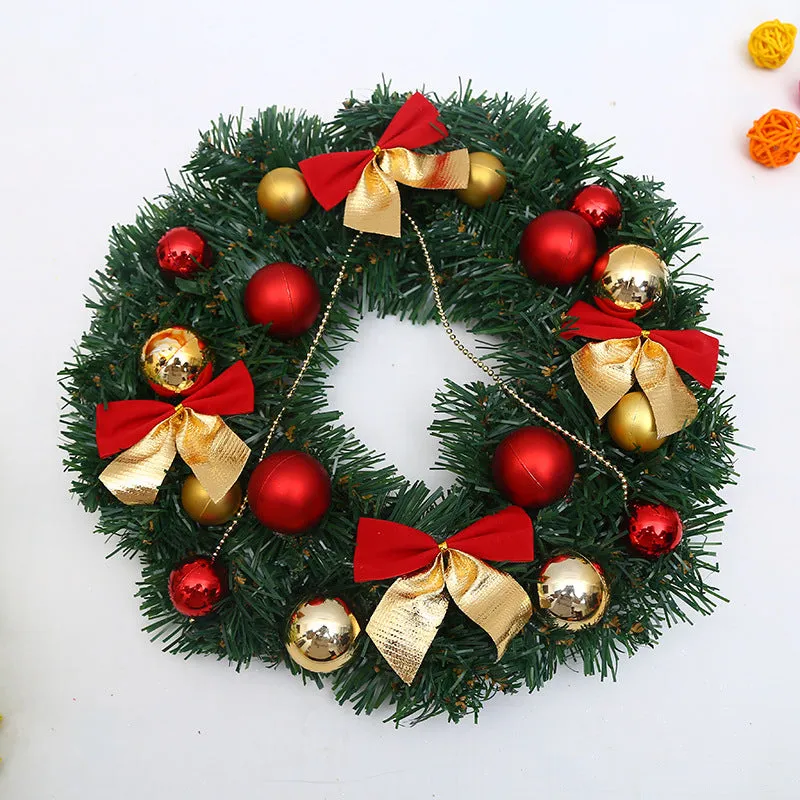 Wooden Christmas wreath with red fruit bowknot design on dead branches, 30cm diameter