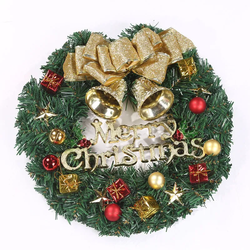 Wooden Christmas wreath with red fruit bowknot design on dead branches, 30cm diameter