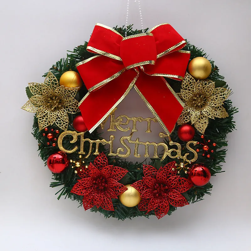 Wooden Christmas wreath with red fruit bowknot design on dead branches, 30cm diameter