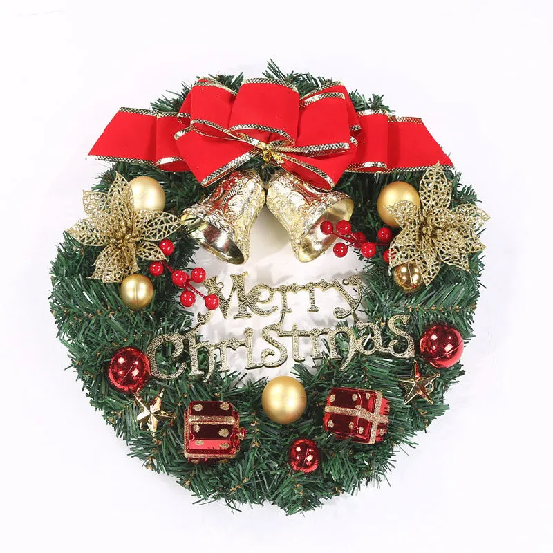 Wooden Christmas wreath with red fruit bowknot design on dead branches, 30cm diameter