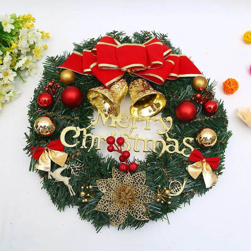 Wooden Christmas wreath with red fruit bowknot design on dead branches, 30cm diameter