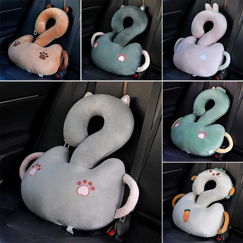 Square 65cm cartoon cushion with a question mark animal hug pattern in various colours like capybara, cat, and dinosaur.