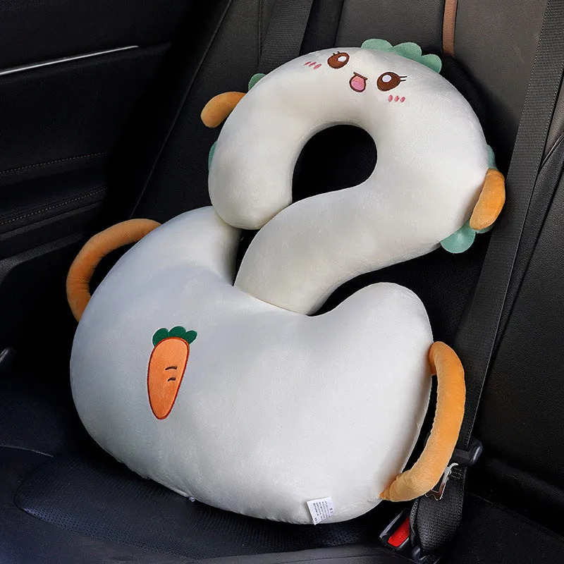 Square 65cm cartoon cushion with a question mark animal hug pattern in various colours like capybara, cat, and dinosaur.
