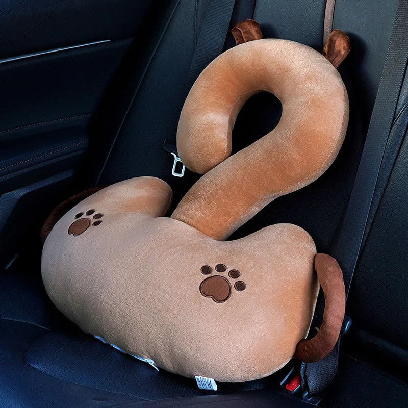 Square 65cm cartoon cushion with a question mark animal hug pattern in various colours like capybara, cat, and dinosaur.