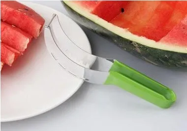 Silver stainless steel fruit cutter for watermelon hami melon pitaya pawpaw measuring 20.5 by 2.5 cm