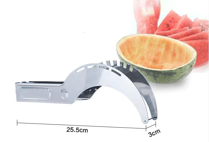 Silver stainless steel fruit cutter for watermelon hami melon pitaya pawpaw measuring 20.5 by 2.5 cm