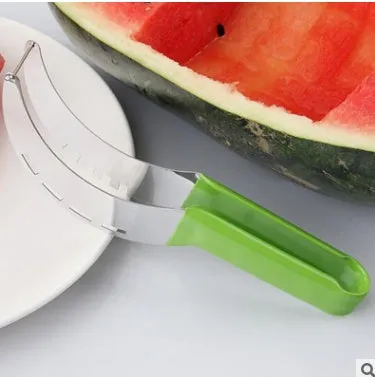 Silver stainless steel fruit cutter for watermelon hami melon pitaya pawpaw measuring 20.5 by 2.5 cm