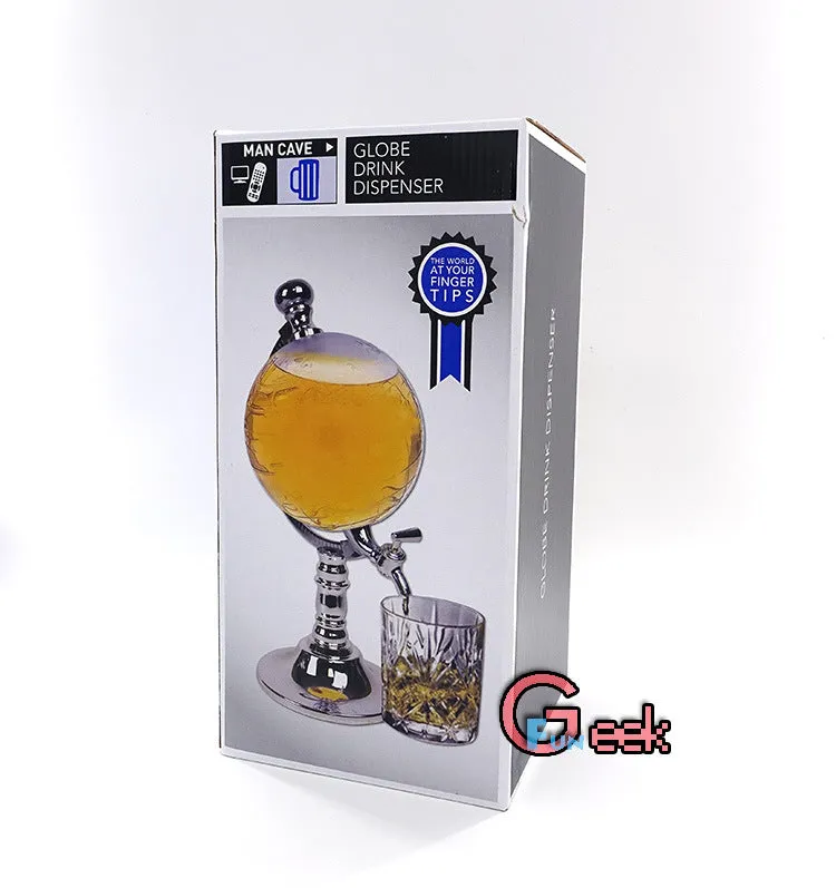 Transparent globe wine decanter on silver stand with 1 litre capacity for alcohol drinks