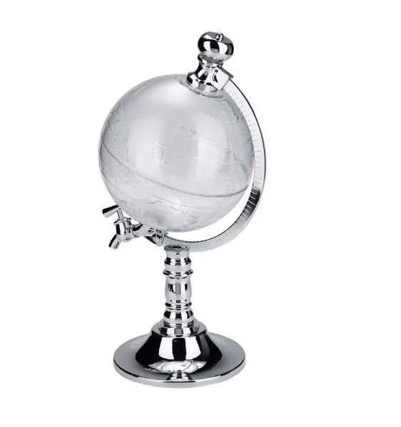 Transparent globe wine decanter on silver stand with 1 litre capacity for alcohol drinks