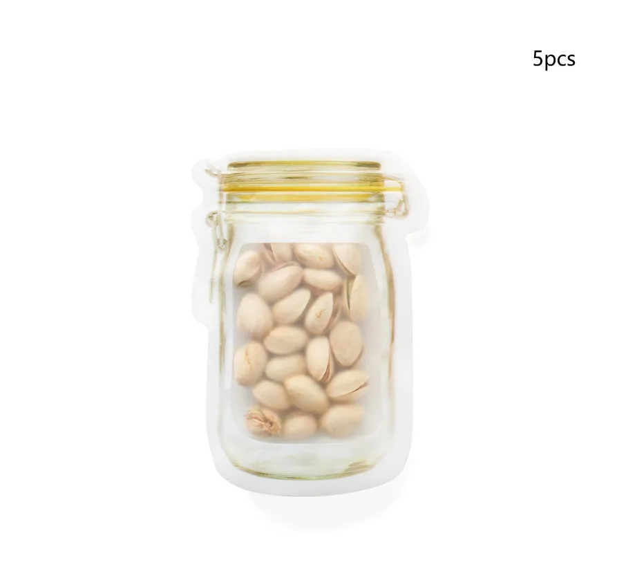 Reusable PE plastic self-sealing snack storage bag with zipper, 1L capacity, for biscuits and nuts