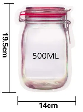 Reusable PE plastic self-sealing snack storage bag with zipper, 1L capacity, for biscuits and nuts