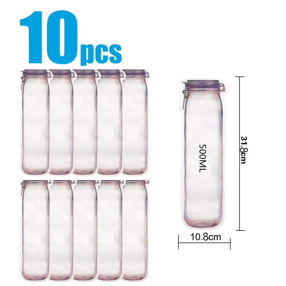 Reusable PE plastic self-sealing snack storage bag with zipper, 1L capacity, for biscuits and nuts