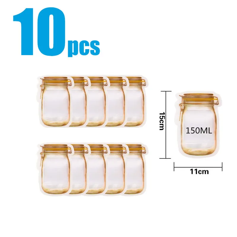 Reusable PE plastic self-sealing snack storage bag with zipper, 1L capacity, for biscuits and nuts