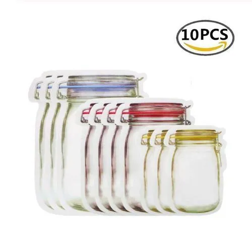 Reusable PE plastic self-sealing snack storage bag with zipper, 1L capacity, for biscuits and nuts