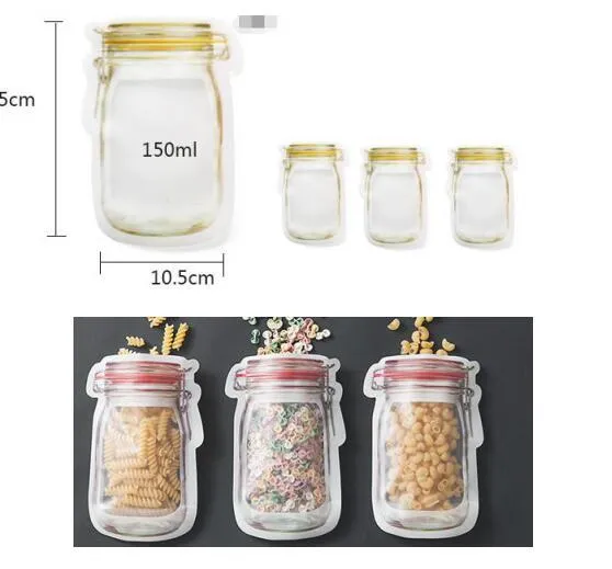 Reusable PE plastic self-sealing snack storage bag with zipper, 1L capacity, for biscuits and nuts