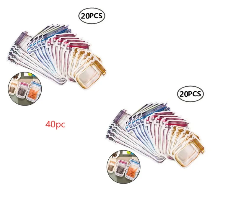 Reusable PE plastic self-sealing snack storage bag with zipper, 1L capacity, for biscuits and nuts