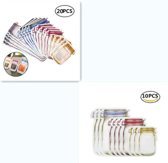 Reusable PE plastic self-sealing snack storage bag with zipper, 1L capacity, for biscuits and nuts