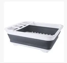 Folding off-white Japanese style dish drainer rack with porous drainage for drying tableware and vegetables