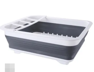 Folding off-white Japanese style dish drainer rack with porous drainage for drying tableware and vegetables