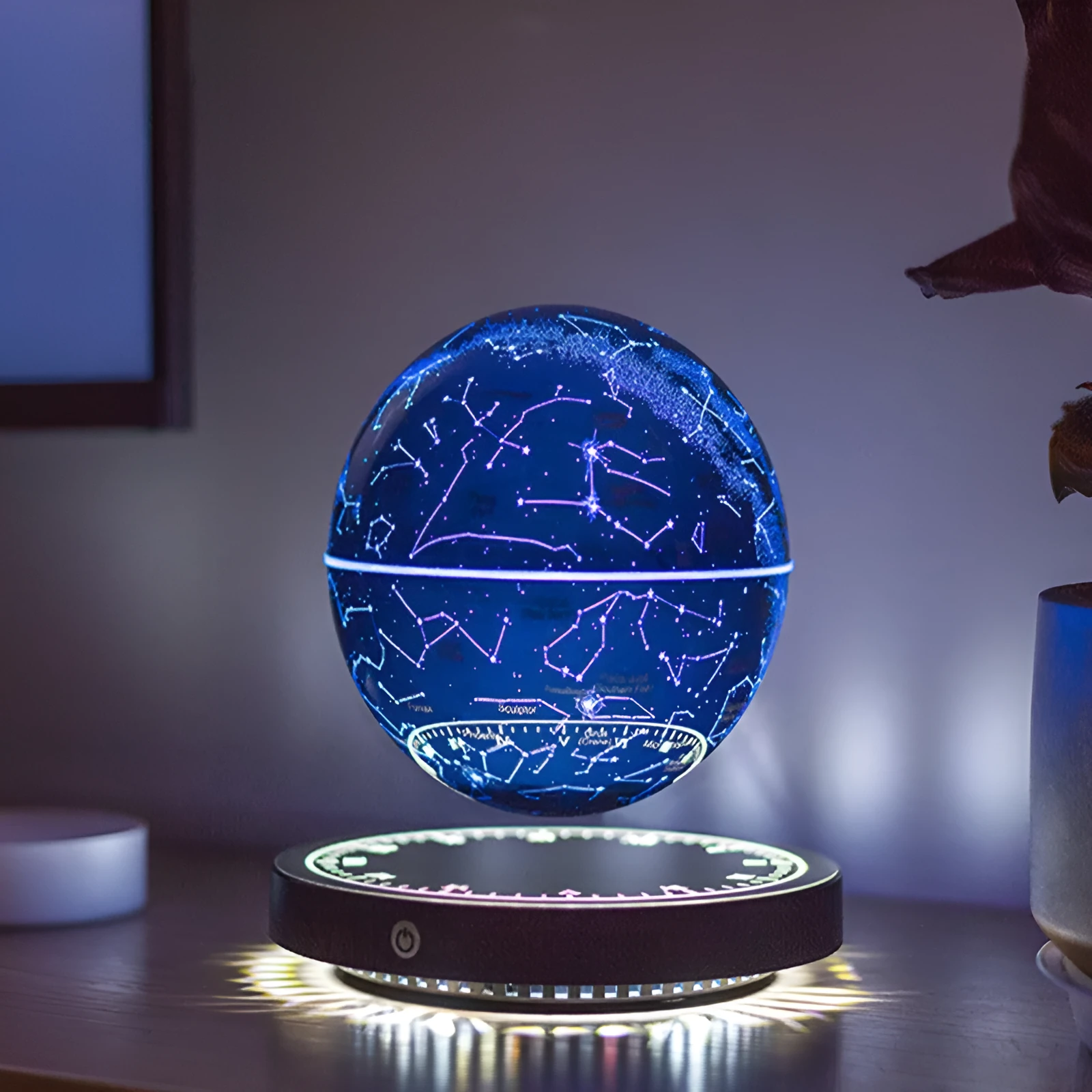 Maglev moon lamp black ABS floating star ball shape on base USB powered