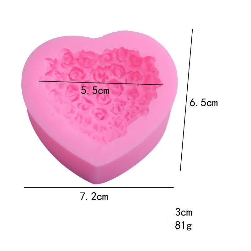 Pink love rose silicone mould for fondant chocolate crafts, Valentine's Day home supply