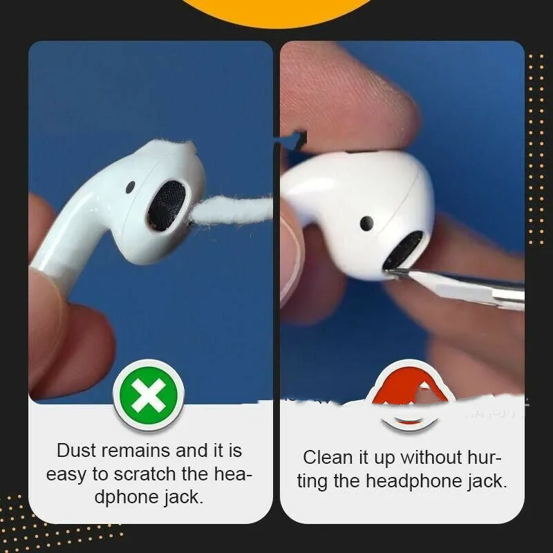 Bluetooth earbuds cleaning brush pen with soft microfibre tip and lightweight brush, 13 cm, on white background