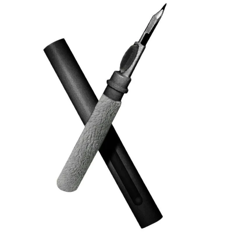Bluetooth earbuds cleaning brush pen with soft microfibre tip and lightweight brush, 13 cm, on white background