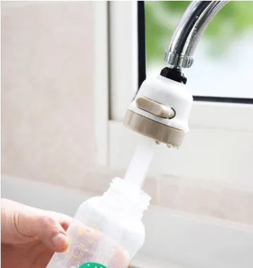 White and grey ABS faucet booster shower attachment with 3-mode spray and 360-degree rotation on round kitchen tap