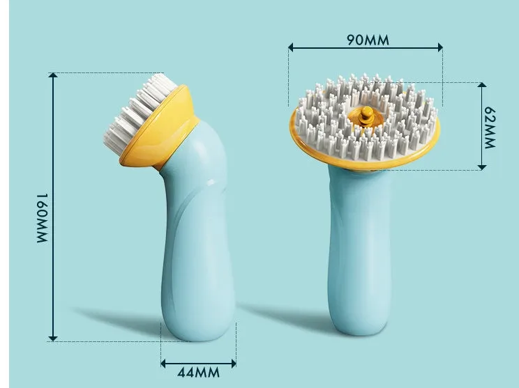 New hand-held blue pet bath brush with ABS PP TPR material 62 by 90 by 160mm for dogs and cats