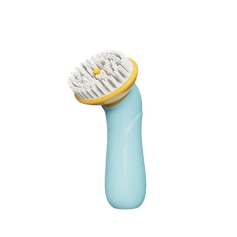 New hand-held blue pet bath brush with ABS PP TPR material 62 by 90 by 160mm for dogs and cats
