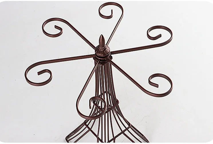 Bronze iron wine glass holder on countertop with welded frame, 26x15x33cm